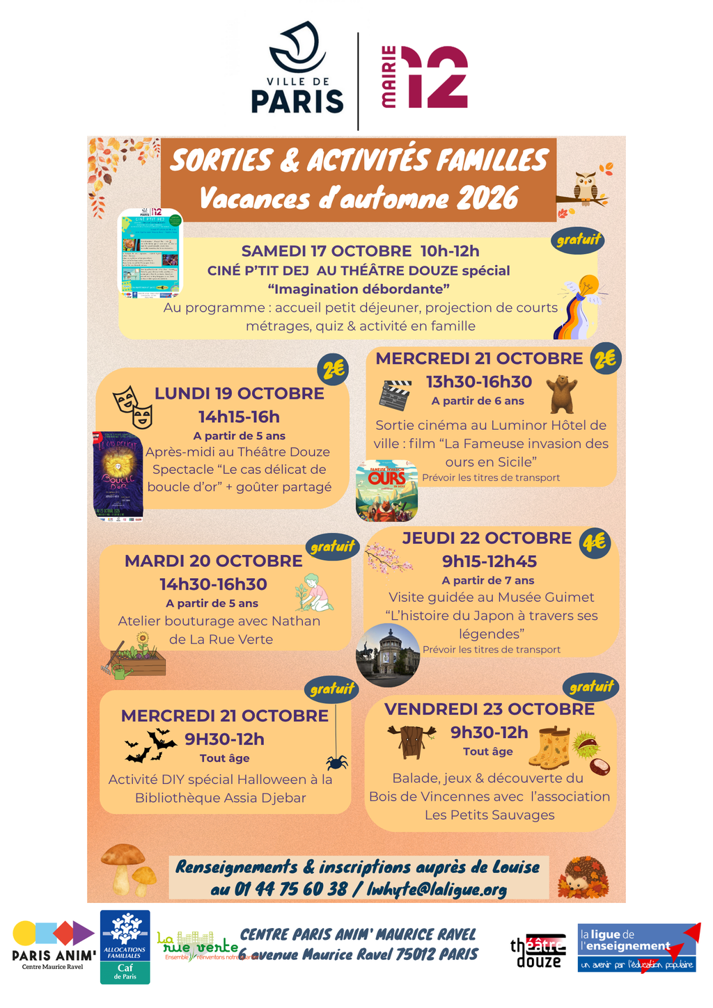 Sorties & activités familles Automne 2026 🍂