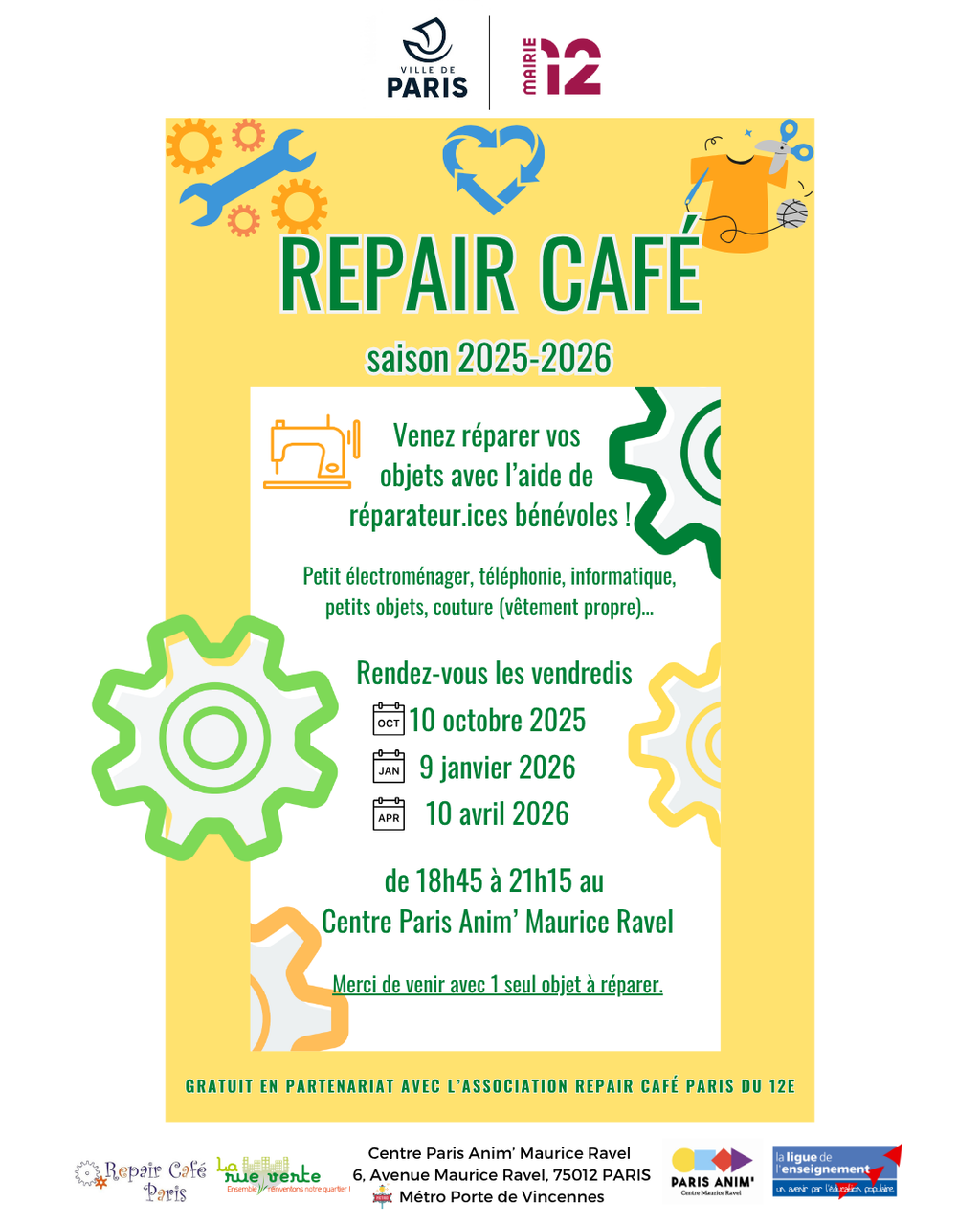 Repair Café saison 2025-2026 🔧
