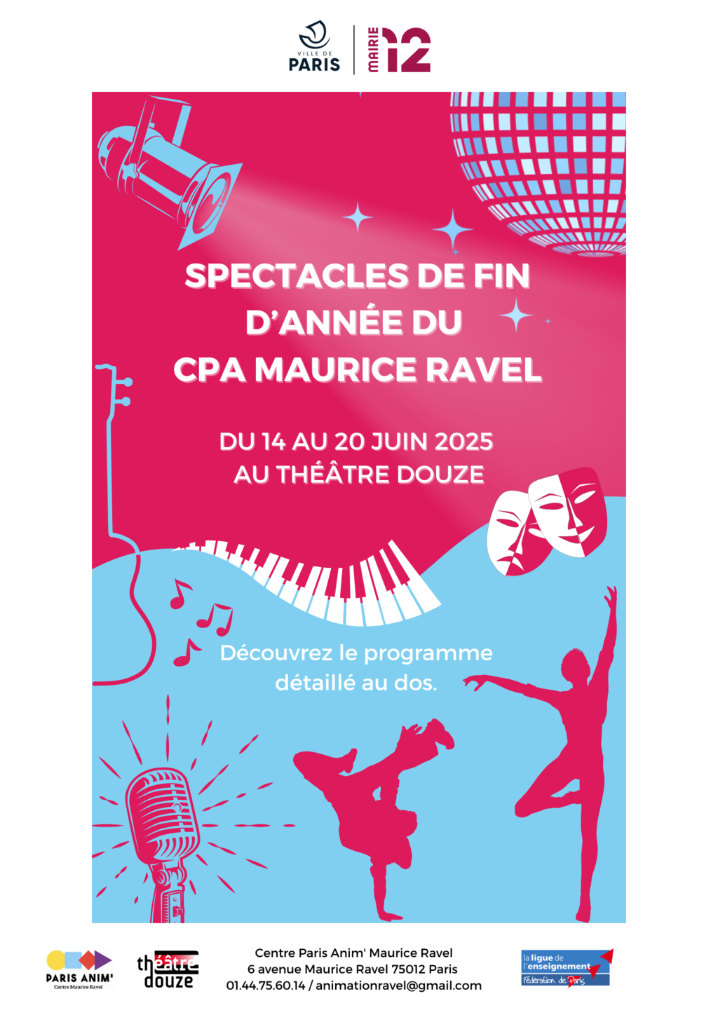 🎭 Programme des spectacles de fin d'année du CPA Maurice Ravel !