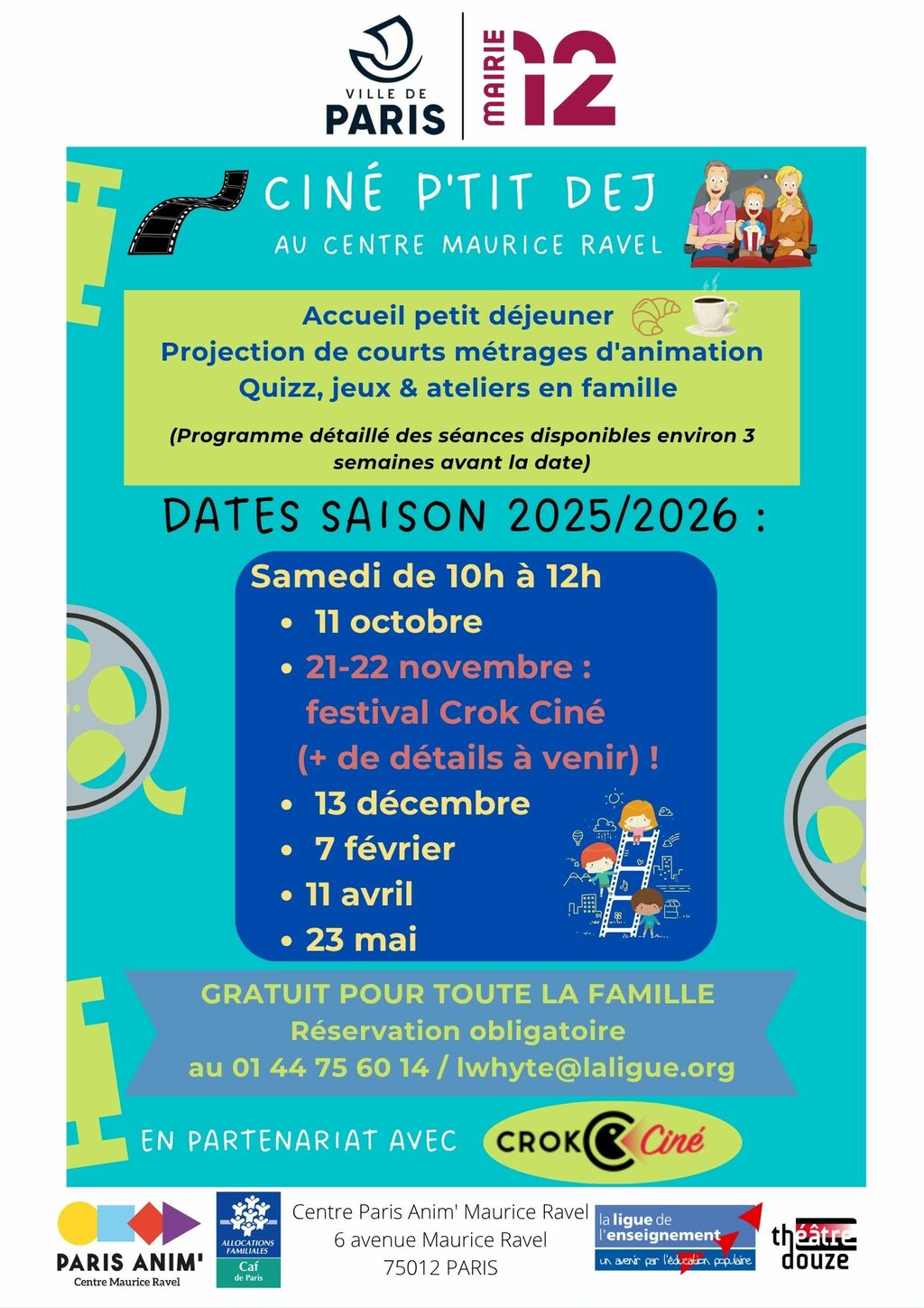 Ciné p'tit dej au Théâtre Douze avec l'association Crok Ciné - dates 2025-2026 🎬