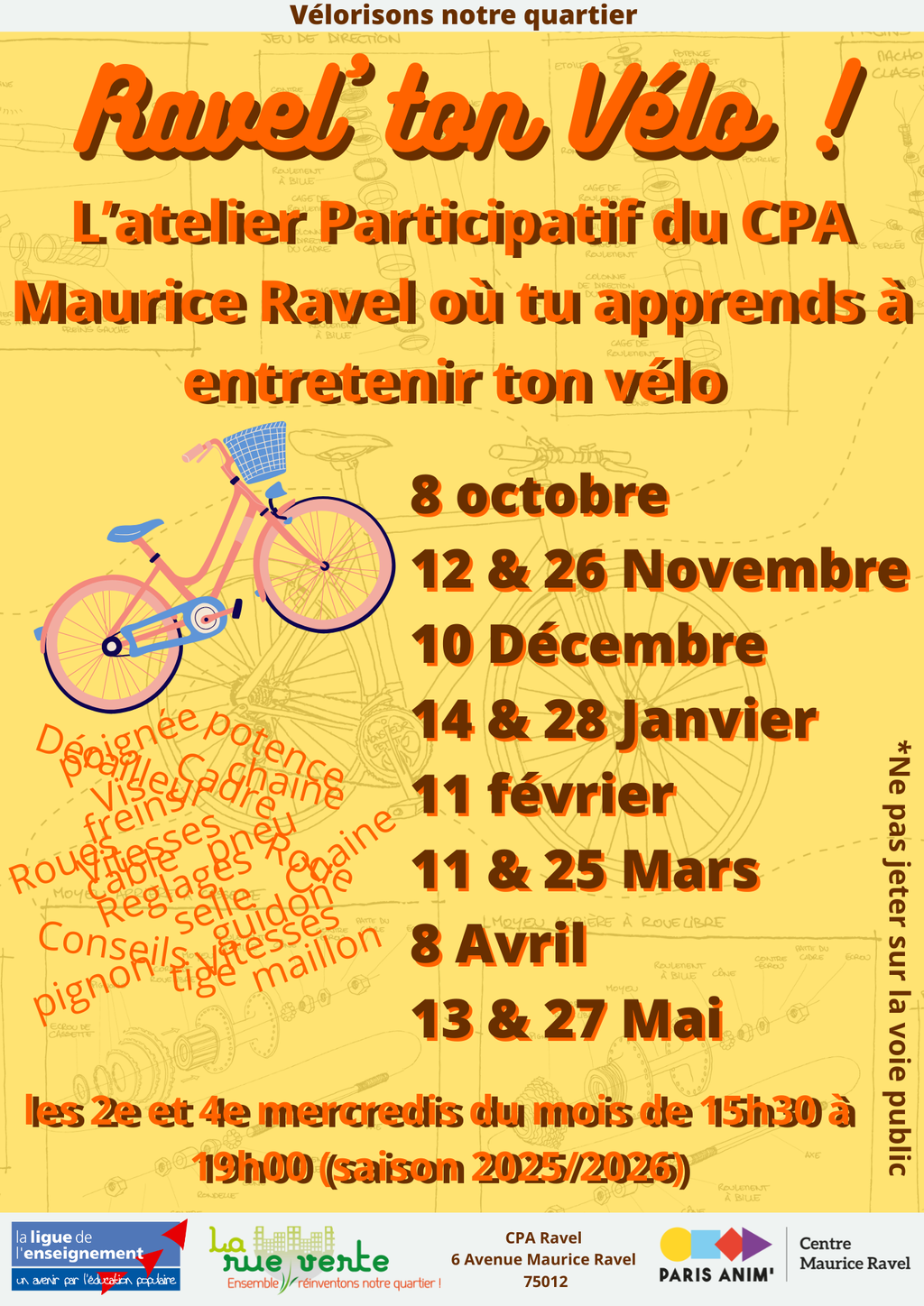 Ravel ton Vélo !  l'Atelier ou t'apprends à réparer ton vélo.