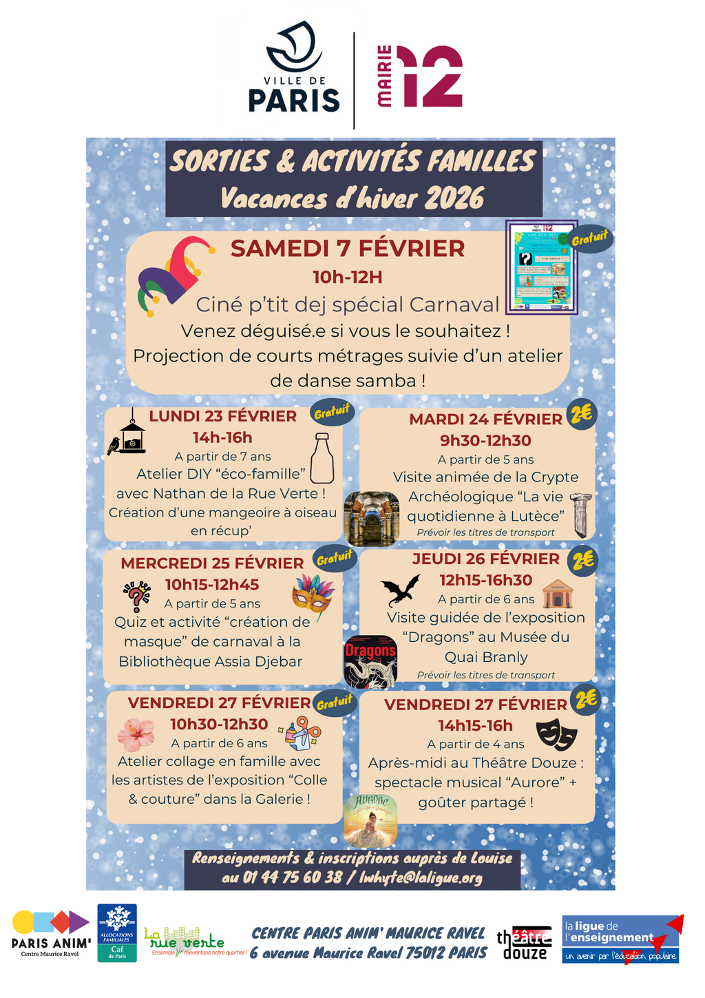 Sorties & activités familles Hiver 2026 ❄️