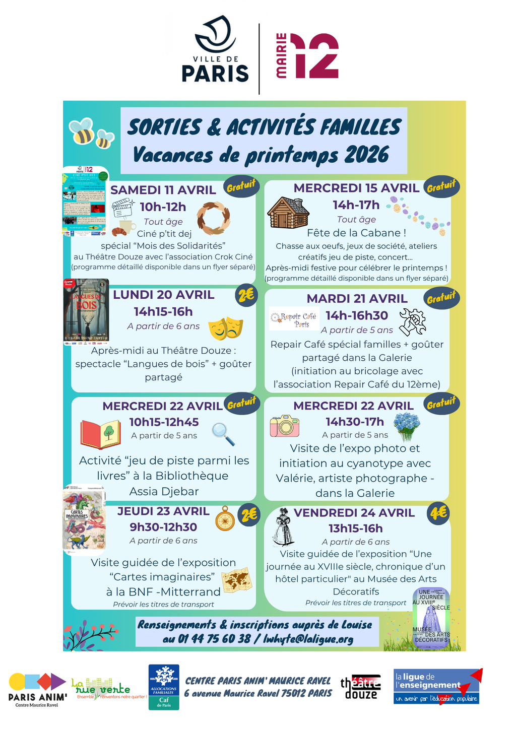 Sorties & activités familles Printemps 2026 🌻
