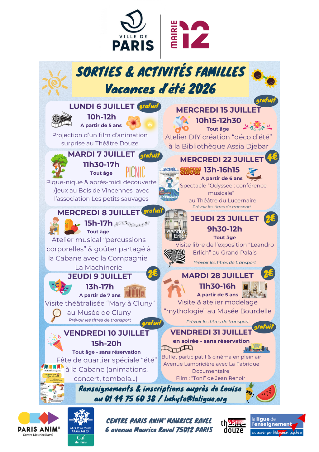 Sorties & activités familles Eté 2026 ☀️