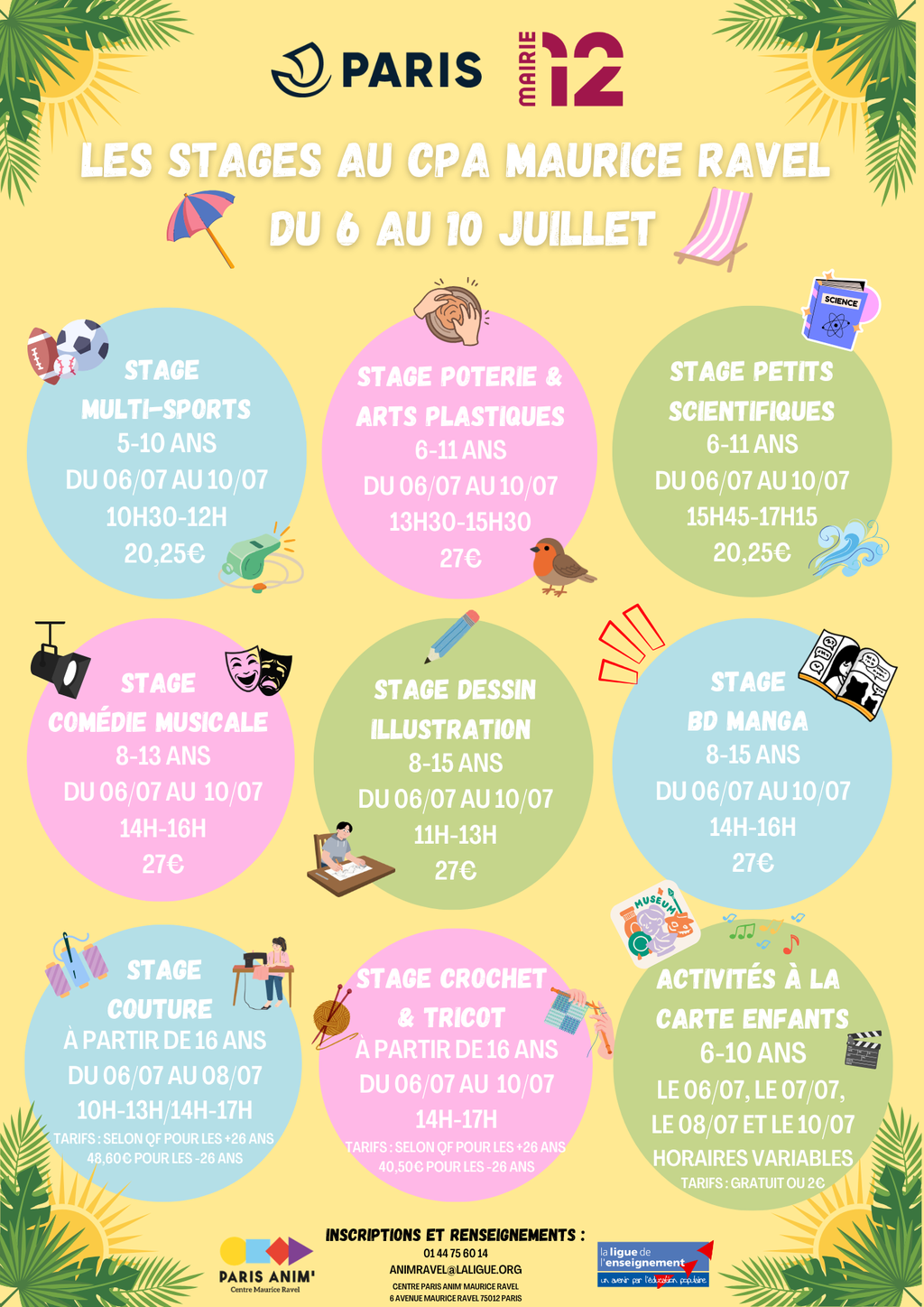 Programmation stages vacances d'été enfants, ados & adultes 🍉